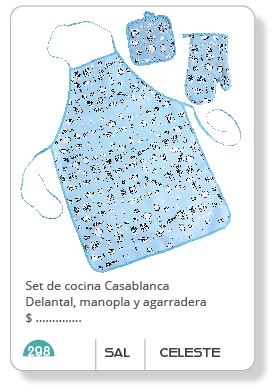 Set de Manopla, Delantal y Agarradera | SAL CELESTE